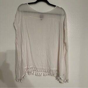 Bobeau Tassel Poncho-Like Boho White Blouse XL
